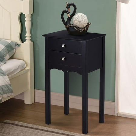 Home Accents End Table - Gymax Side Table End Accent Table Night Stand W/ 2 Drawers Furniture Black