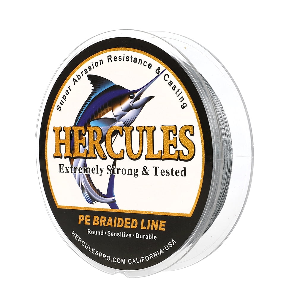HERCULES Super Strong 500M 547 Yards Braided Fishing Line 8 LB Test for Saltwater Freshwater PE Braid Fish Lines 4 Strands - Grey, 8LB (3.6KG), 0.10MM