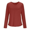 thumbnail image 4 of Women's V-Neck Long Sleeve T-shirts Casual Color Block/Solid Tunic Tops Basic Tees, 4 of 6