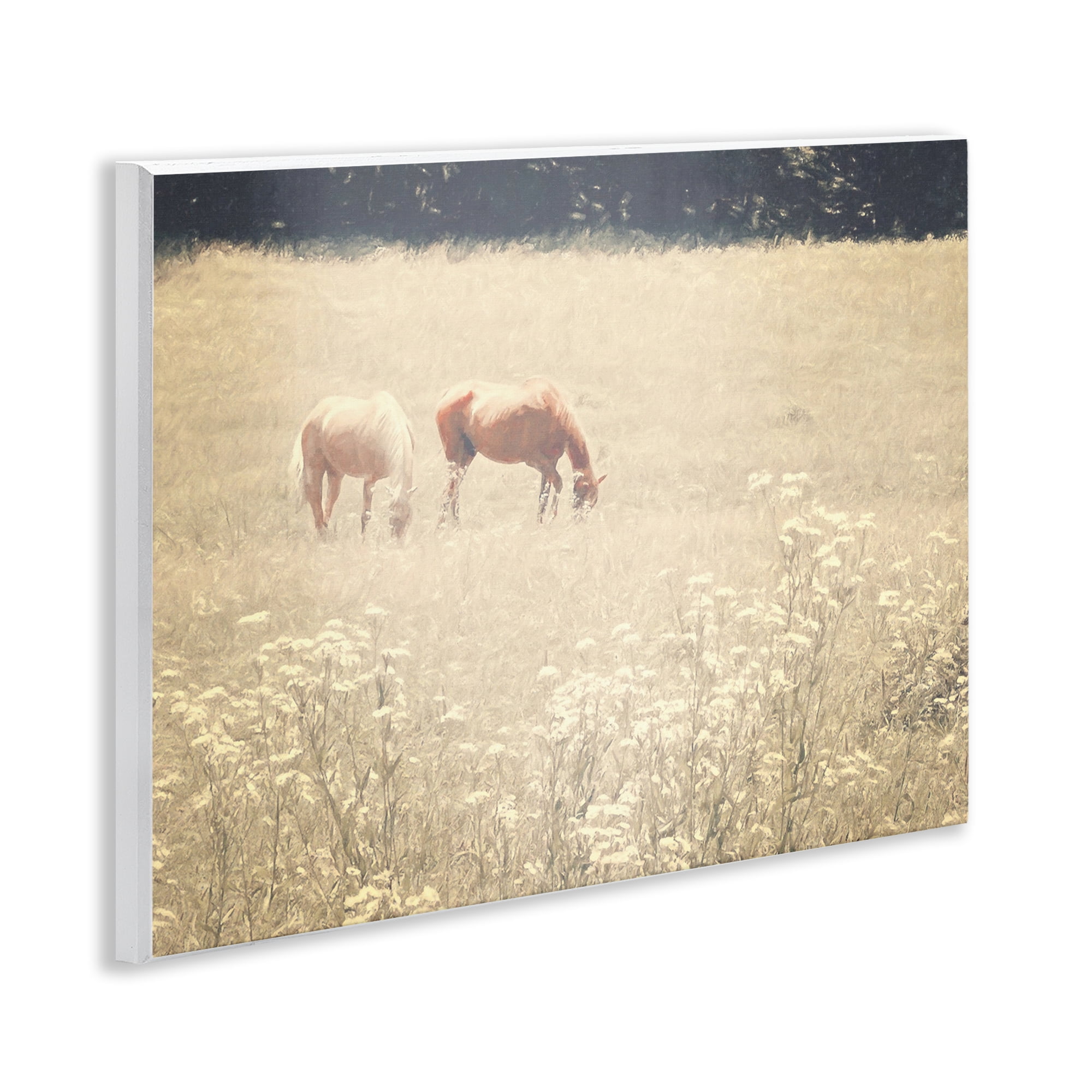 Stupell Industries Pair of Horses Grazing Landscape & Nature Photography Unframed Art Print Wall Art, 14 x 11