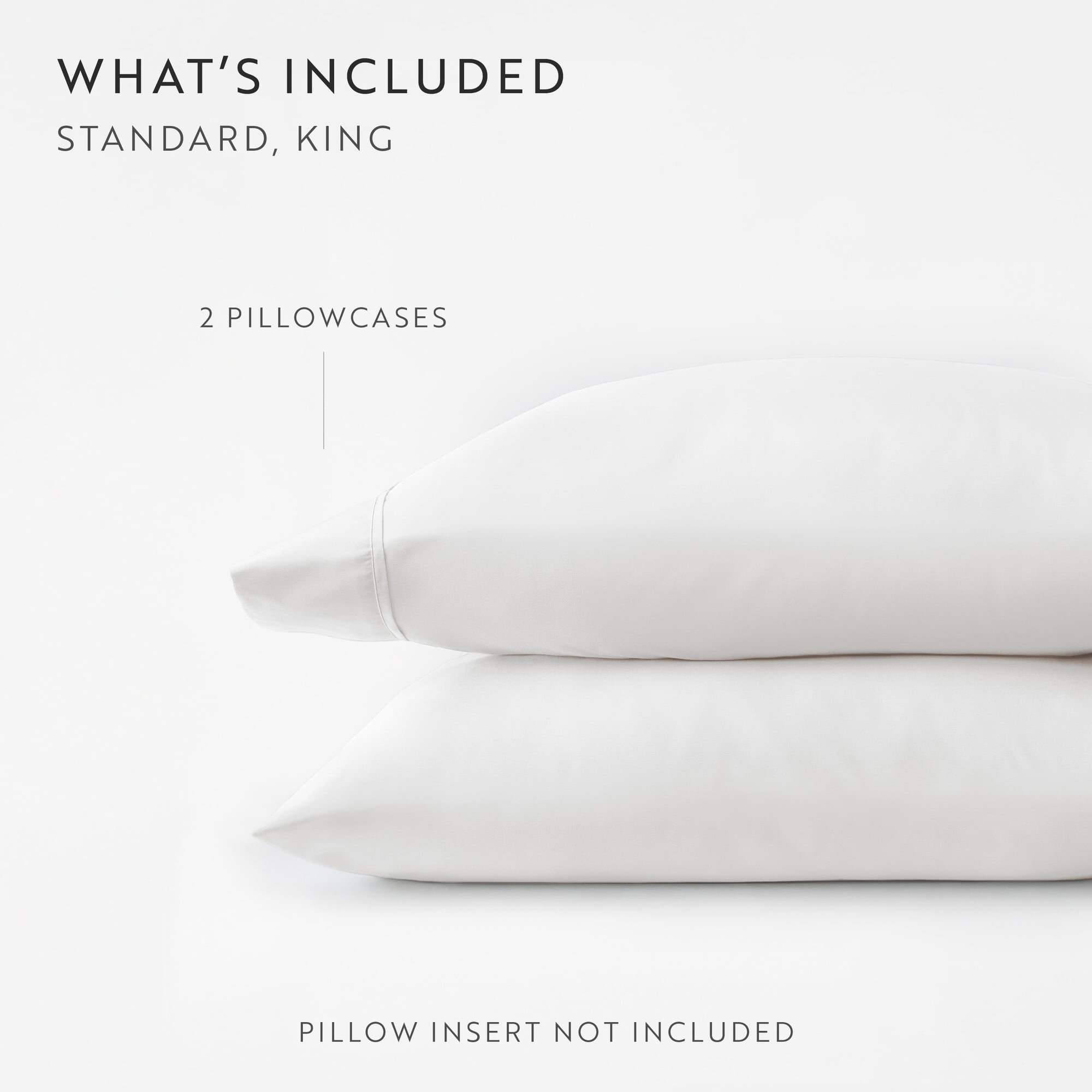 Noble Linens 2 Piece Pillow Case Set, White, Standard/Queen