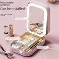 thumbnail image 1 of Caja de almacenamiento de cosméticos con espejo de luz, tocador integrado, caja de almacenamiento de productos para el cuidado de la piel de escritorio, caja portátil a prueba de polvo, 1 of 5