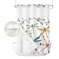 thumbnail image 2 of Dragonfly No Hook Shower Curtain Waterproof, Bathroom Curtains with Snap in Liners and See Through Top Window, Watercolor Colorful Nature Painting Art Hotel Style Bathtub Curtains Shower 48"Wx72"L, 2 of 8