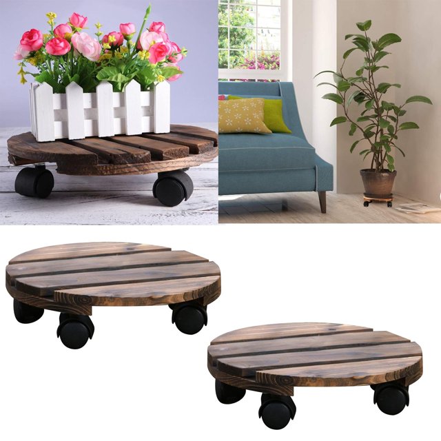 2x Maceta forma forma forma de de Maceta Maceta de 25 Cm Maceta de Interior para Exteriores Mover , DYNWAVEMX carrito de jardinera de rodillos