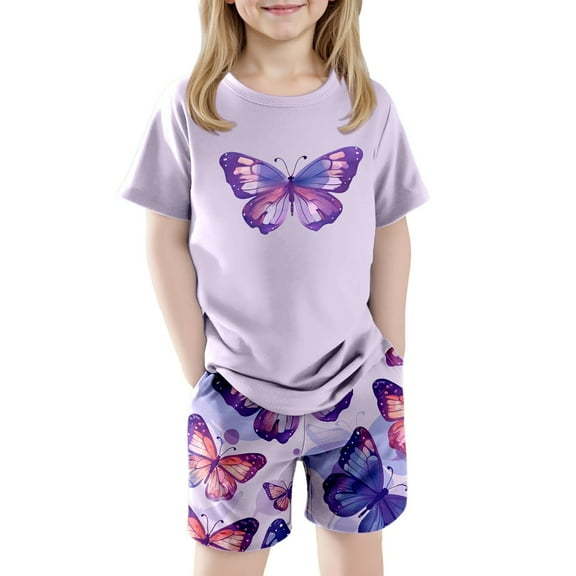 Gunia Girls Summer Outfits,Everyday Wear Stylish Sets Active Young Outdoor Play Casual Events Designed 3-9 Years Soft Girl Clothes Set,3-4 Years