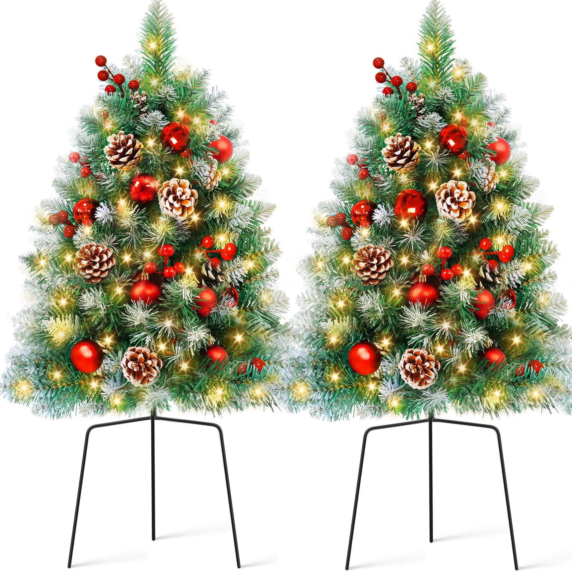 Yexmas 30" Outdoor Christmas Trees LED Lights 2-Pack