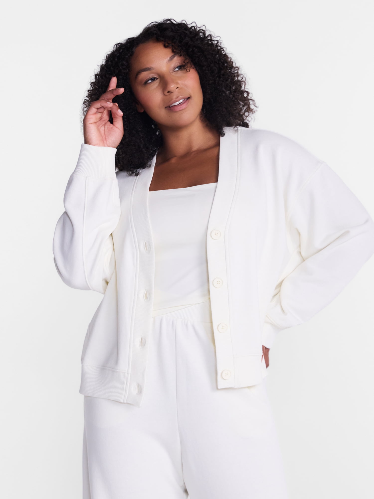 Athletic Works Women's and Women's French Terry Cardigan with Long Sleeves, Sizes XS-4X