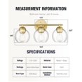 thumbnail image 2 of 3-Light Gold Bathroom Light Fixtures Over Mirror Globe Clear Glass Bathroom Vanity Lights, 2 of 2