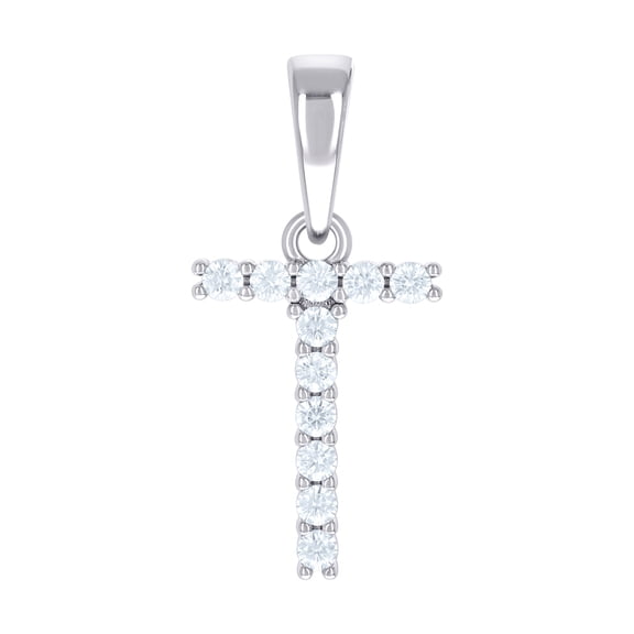 925 Sterling Silver Unisex Cubic Zirconia Letter Name Personalized Monogram Initial T Alphabet Charm Pendant Necklace 24