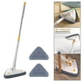 thumbnail image 3 of Washable Telescopic Triangle Floor Mop Ceramic Tile Telescopic Home Wall Ceiling Cleaning Triangle with 3Pcs Mop Pads for Cleaning White, 3 of 9