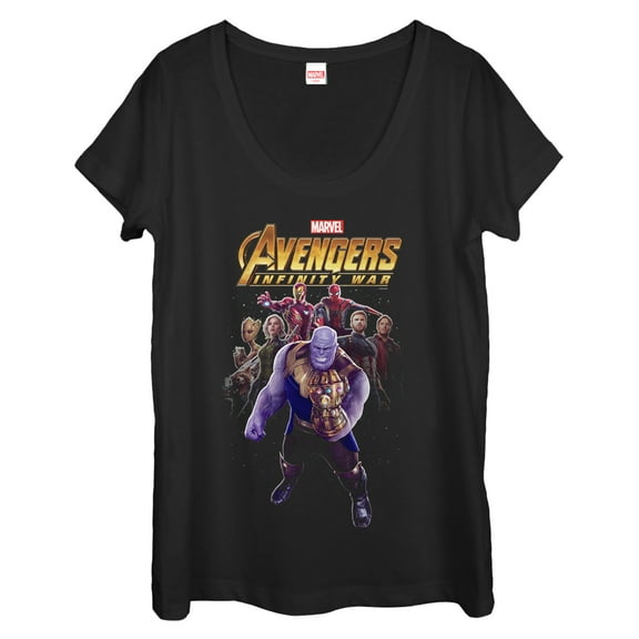 Women's Marvel Avengers: Infinity War Thanos Entourage  Scoop Neck Black 2X Large