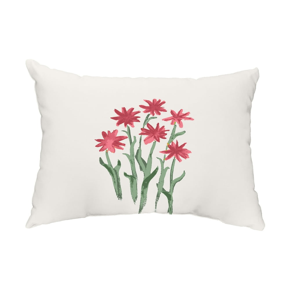 Simply Daisy, 14" x 20" Daffodils Rust Decorative Floral Outdoor Pillow