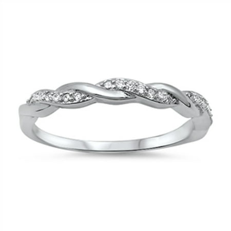 CHOOSE YOUR COLOR Infinity Braid Clear CZ Promise Ring New .925 Sterling Silver