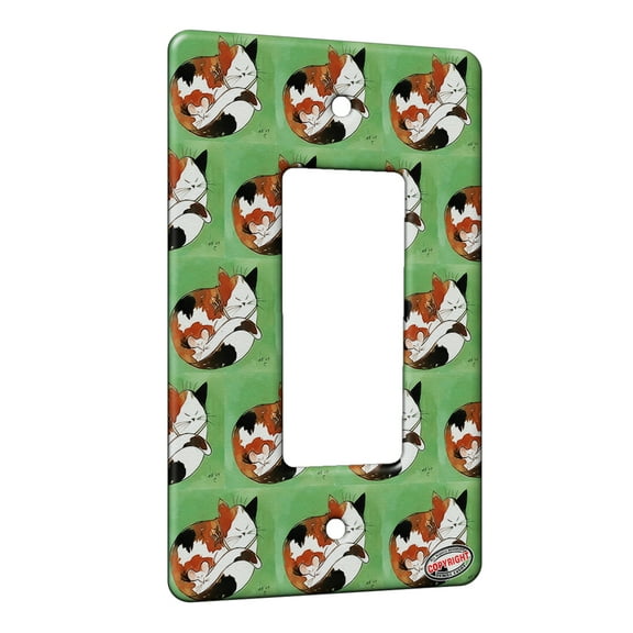 KuzmarK™ 1 Gang Rocker Wall Plate - Christmas Calico Cat and Mouse Cat Modern Art by Denise Every