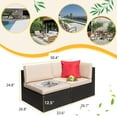 thumbnail image 6 of Devoko 2 Pieces Patio Sectional Set Outdoor Rattan Loveseat with Cushions & Red Pillow, Beige, 6 of 6