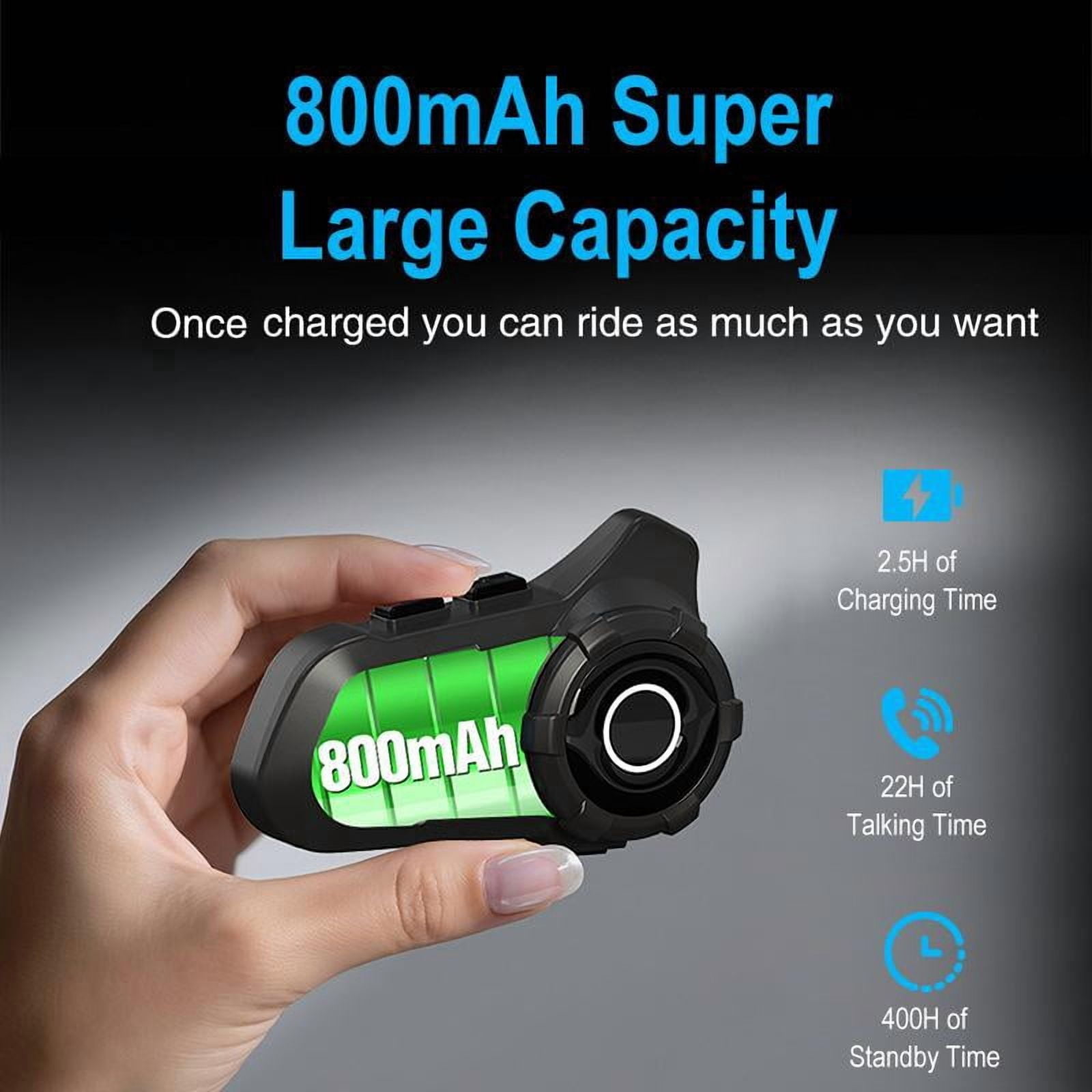 1 Pack Motorcycle Helmet Headset Bluetooth Intercom 2-Way Communication System, 1000m Range, IP67 Waterproof