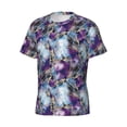 thumbnail image 3 of Yiaed Purple Marble Texture Print Mens Short Sleeve Tight Fit T-Shirt, Crewneck Casual Tee-Small, 3 of 5