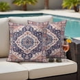 thumbnail image 4 of Orange Blue Boho Outdoor Waterproof Pillow Covers, Ethnic Geometric Southwest Decorative Square Throw Pillowcase Sofa Cushion Sham for Patio/Couch/Chair, 26"x26" 2 Pack, 4 of 8