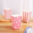thumbnail image 2 of SHISUYAN NUOLUX 48pcs Popcorn Carton Rugby Stripe Wave Dot Pattern Decorative Dinnerware for Birthday Parties / Baby Showers / Graduations (Light Pink), 2 of 8
