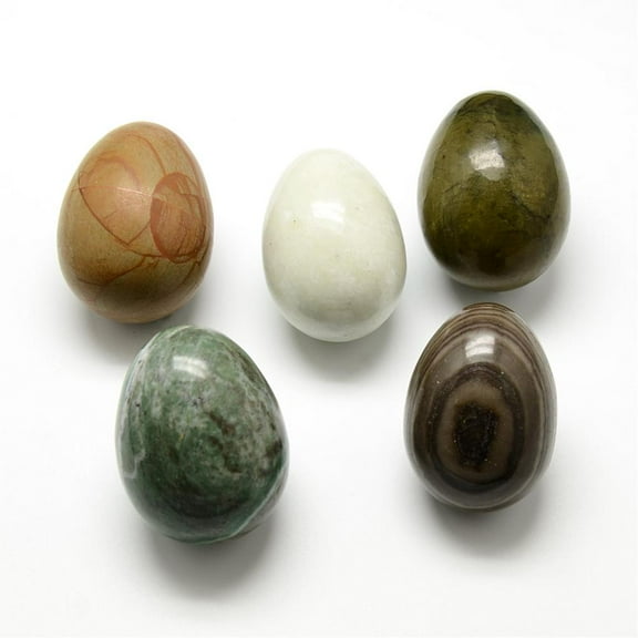 10pcs Mixed Stone Egg Stone Pocket Palm Stone for Anxiety Relief Easter Decor 48~51x35~38mm