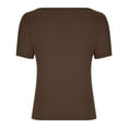 thumbnail image 4 of ALLLIST Spring Tops for Women Brown Square Neckline Slim Short Sleeve Solid Sexy T-Shirts Summer Blouses S, 4 of 4