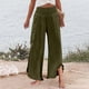 thumbnail image 4 of WILLBEST Pantalones Casuales de Lino de Pierna Ancha para Mujer, Cintura Elástica y Dobladillo Plisado, Ropa de Playa Cómoda con Bolsillos para Relajarse y Disfrutar Del Estilo En Verano. Extra Grande, 4 of 4