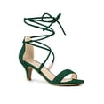 thumbnail image 1 of BLISSFUL STEP Women's Open Toe Kitten Heel Lace Up Sandals, 1 of 7