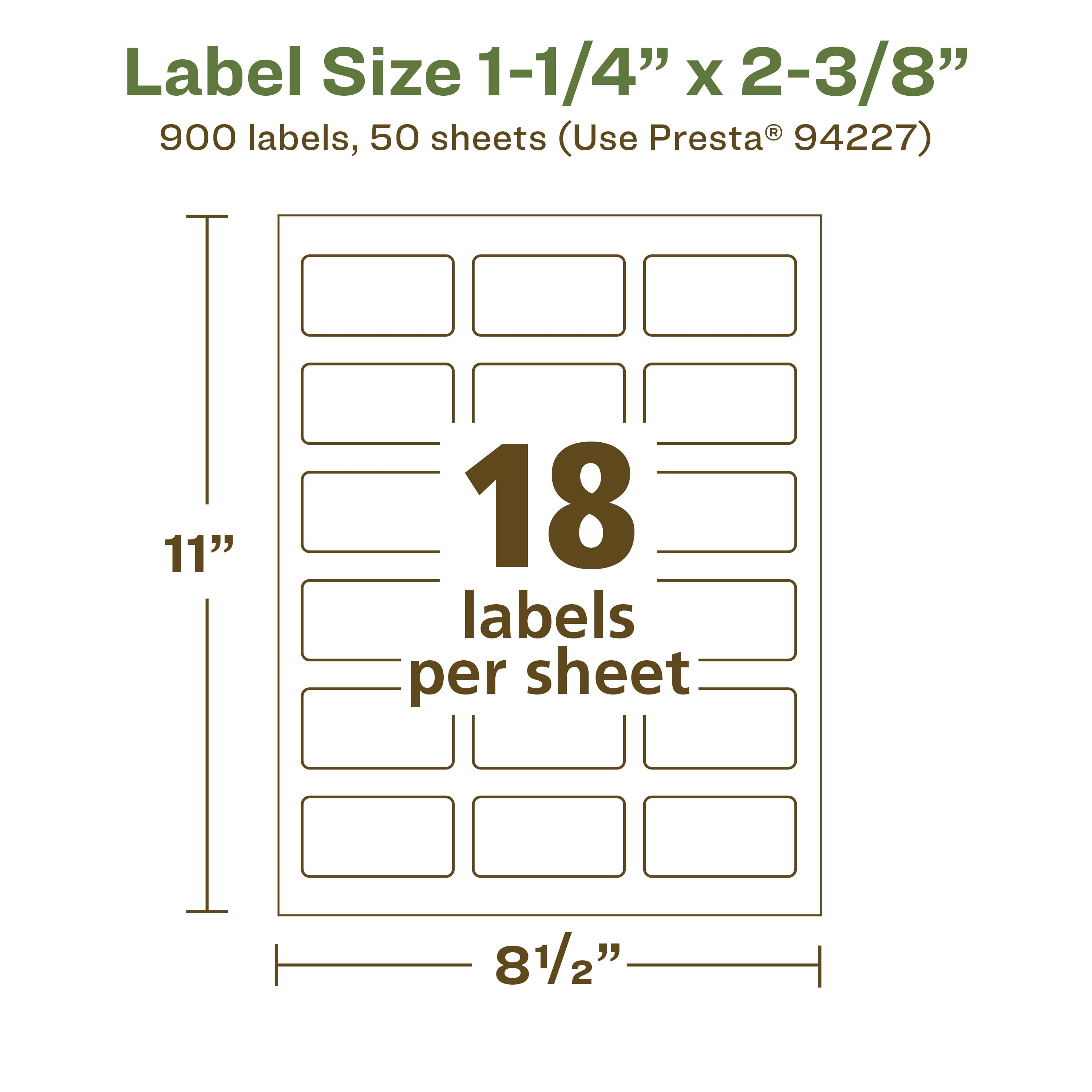 Avery EcoFriendly Rectangle Labels, 1-1/4" x 2-3/8", 900ct