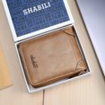 thumbnail image 4 of Men Wallet Large Capacity Credit Card Cash Coin Receipt Photo Holder Slots Vintage Zipper Wallet Chain RFID Blocking Multi Folds Leather Purse LightKhaki, 4 of 4