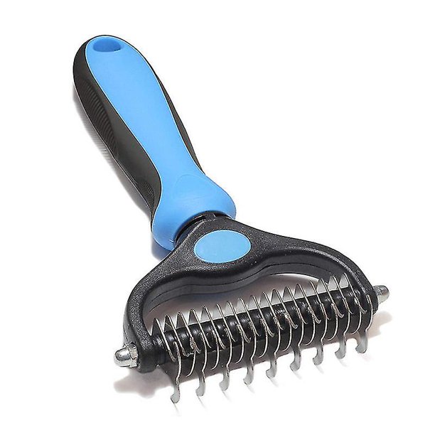 Pet Grooming Brush - Double Sided Shedding And Dematting Undercoat Rake Comb For Dogs And Cats,extra Wide