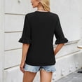 thumbnail image 4 of YHAJDS Womens T Shirts Trendy Short Sleeve Round Neck Rolled Hem Solid Color Tee Loose Casual Top, 4 of 5