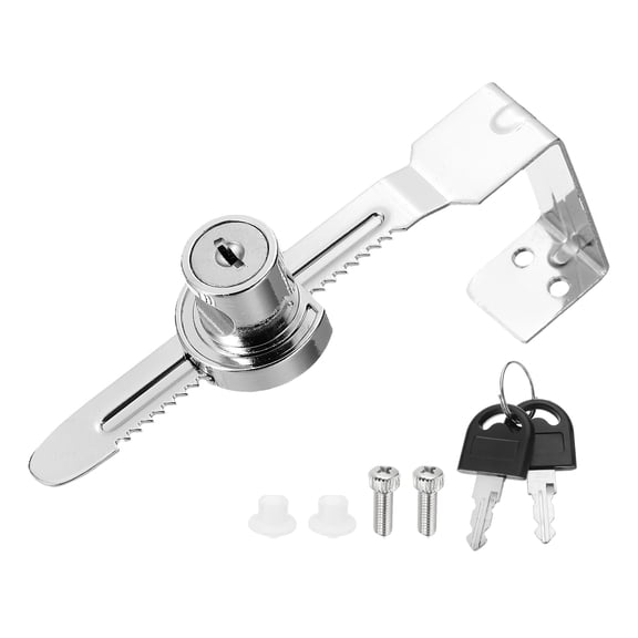 Uxcell 2.1" Sliding Glass Door Ratchet Lock, Keyed Alike Secure Showcase Display Case Lock - No Drill, for 40-50mm/ 1.57-1.97 inch Cabinet Stores Glass Door, Silver
