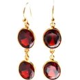 thumbnail image 4 of Red Garnet Oval Shape Gemstone Drop Dangle Earrings for Women, Gold Plated 925 Sterling Silver Modern Fashion Designer Party Jewelry Handmade By Artisans/Length: 4.5 Cm, 4 of 5