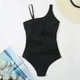 thumbnail image 3 of KaLI_store Womens Swimsuits Women's Elegant Crossover One Piece Swimdress Floral Skirted Swimsuit Black,S, 3 of 5