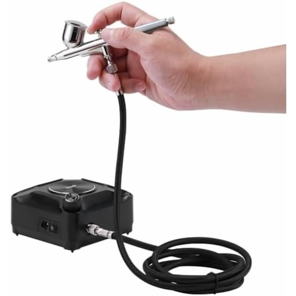 Powerful 40PSI Adjustable Output Airbrush Kit,Auto Stop Dual Action Airbrush,Multi-Function Air Brush Compressor Set for Painting Nails Makeup DIY$$Art & Craft