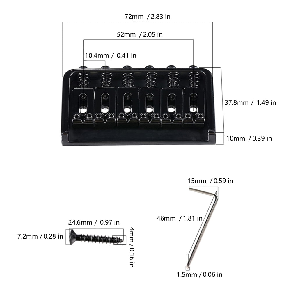 CEORPER Solid Metal Electric Guitar Bridge With Heavy Type Saddles Locking Mechanism For Stable Tuning