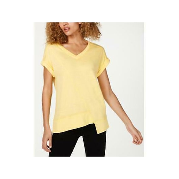 CALVIN KLEIN $49 Womens New Yellow Performance Asymmetrical T-shirt XXL B B