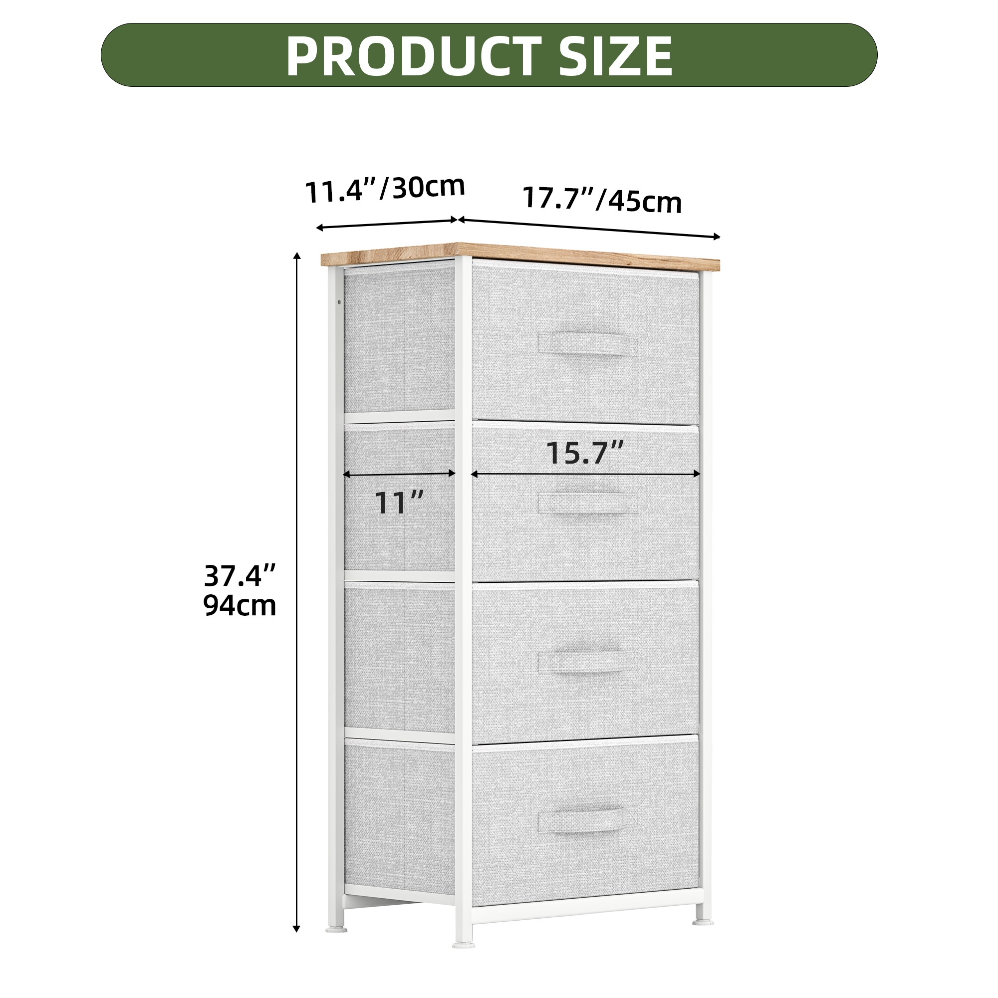 Uforic 4 Drawer Dresser Fabric Chest of Drawers Furniture Storage Organizer for Living Room,,Hallway, Light Gray