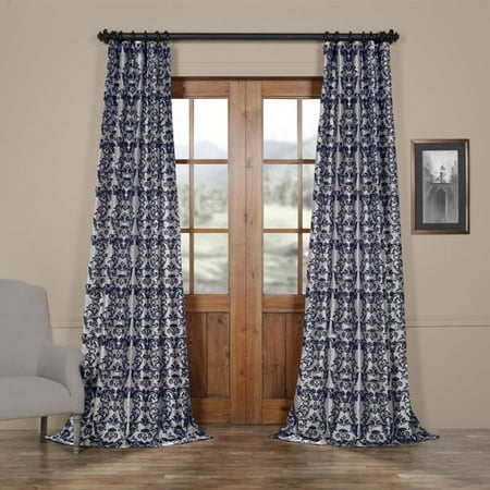 Half Price Toy - Half Price Drapes Firenze Fern Flocked Faux Silk Single Curtain Panel