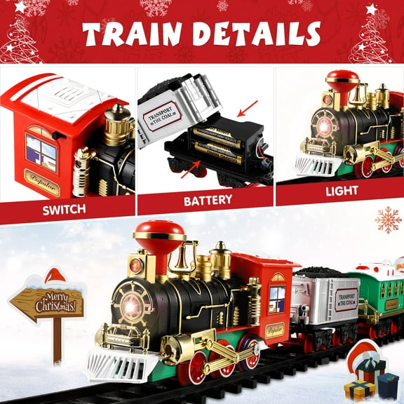 Train Set Train Toys for Boys with Smokes, Lights and Sound Train Set Under Christmas Tree, Toddler Model Trains for 3-12 Years Old Kids Gifts