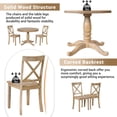 thumbnail image 4 of Ktaxon Mid-Century Round Dining Table Set for 4, Extending Wood Pedestal Table with 4 Padded High Back Chairs, Expandable Kitchen Table and Chairs Set for Small Space, Home, Natural Wood, 4 of 9