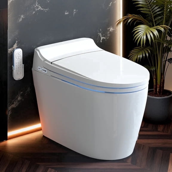 BCANHOME Smart Toilet with Built-in Bidet, One-piece Toilet Seat,Tankless Bidet Wash, Auto Open Lid, Soft-closing Heat Seat, 1.28 Gallons Dual Flush, Massage Clean, Warm Wash/Dryer, Remote Control