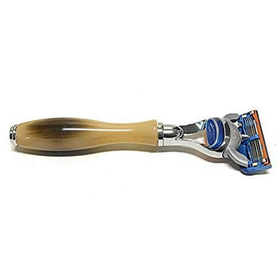 GBS 5 Blade Fusion Compatible Razor- Provides Clean and Close Shave - High Quality Professional Cartridge Shaving Razor Lubricated Strip Protects Skin (Horn)