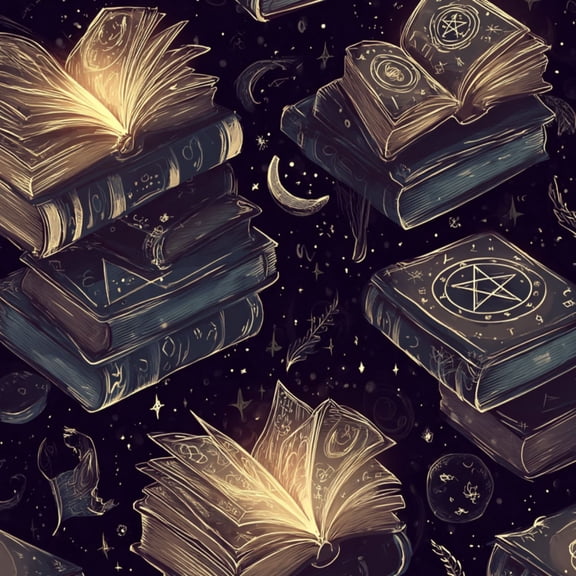 Gothic Peel and Stick Wallpaper Mystical Books Cosmic Symbols Glowing Details Wall Mural 17.7in x 9.8ft Self Adhesive Removable Wall Paper Renter Friendly Wallpaper for Bedroom Cabinets
