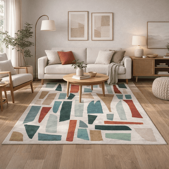 5X8, 6x9 Abstract wool rug, Hand tufted carpet 7x10, Bed, Kids, Living, room rugs