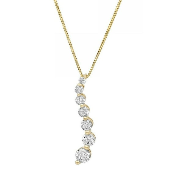 0.55 Ct Round Cut Lab-Created Diamond Journey Pendant Necklace Rose Gold Plated