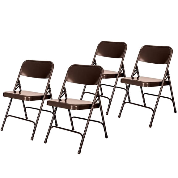 UrbanPro 29.5" Steel Folding Chair with Double Hinge in Brown (Set of 4)