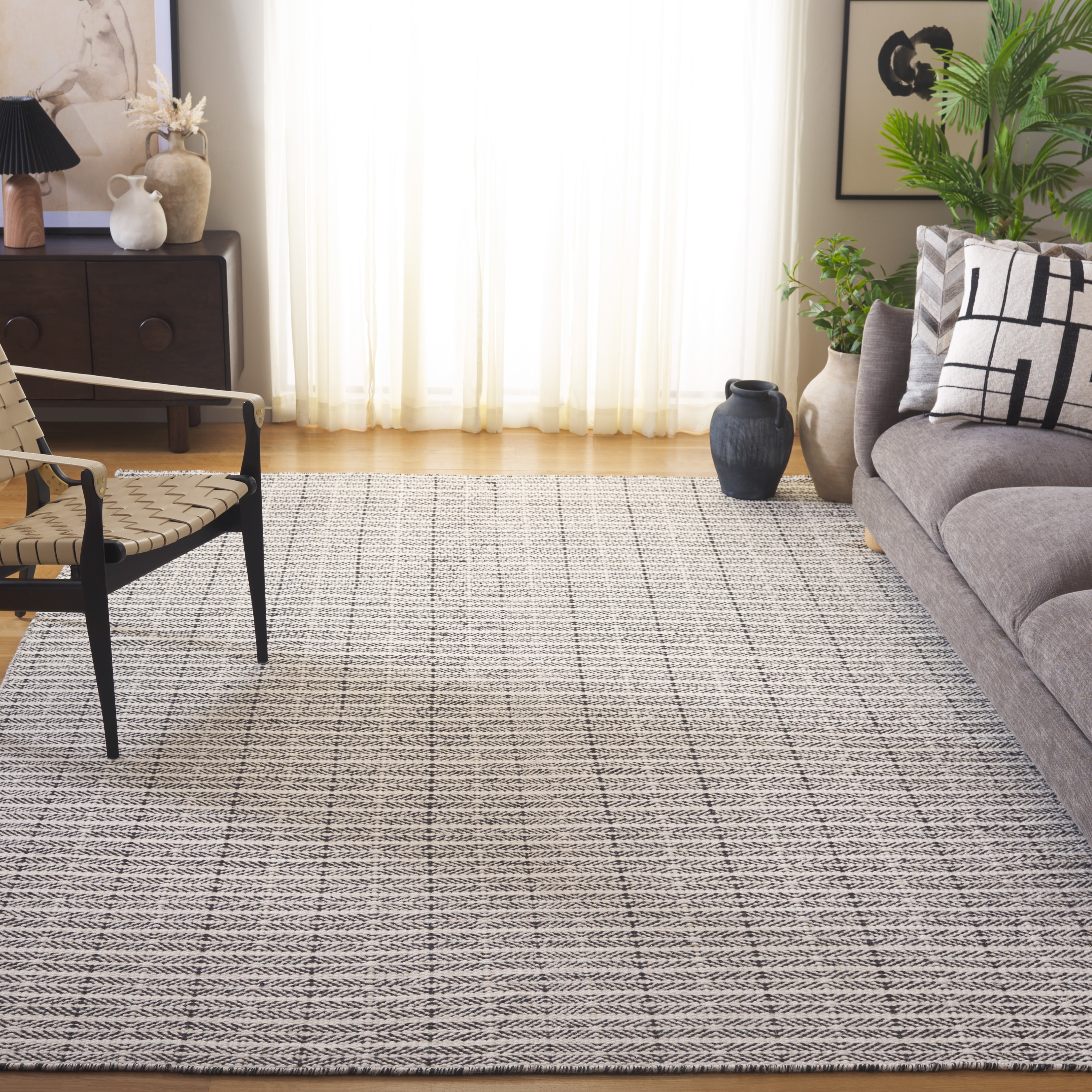 SAFAVIEH Vermont Zachary Striped Area Rug, Black/Ivory, 9' x 12'