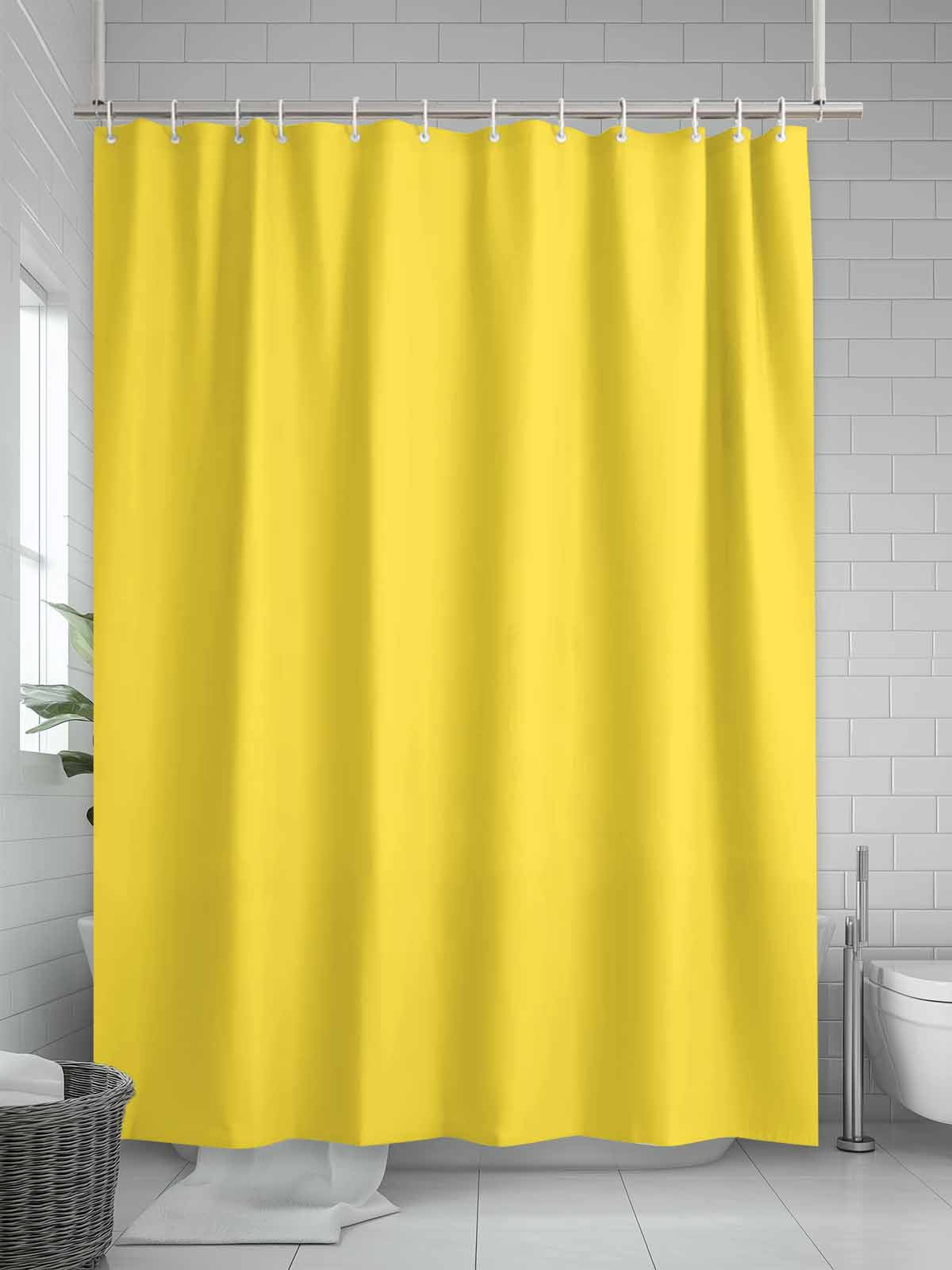 Yellow Shower Curtain, Solid Color Waterproof Shower Curtain Set with 12 Hooks Lightweight Washable Fabric Shower Curtains for Bathroom 72x84 Inches