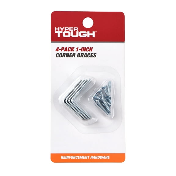 Hyper Tough 1 inch. x 1 inch. Corner Brace, Steel, Zinc Plated (4 Pack)